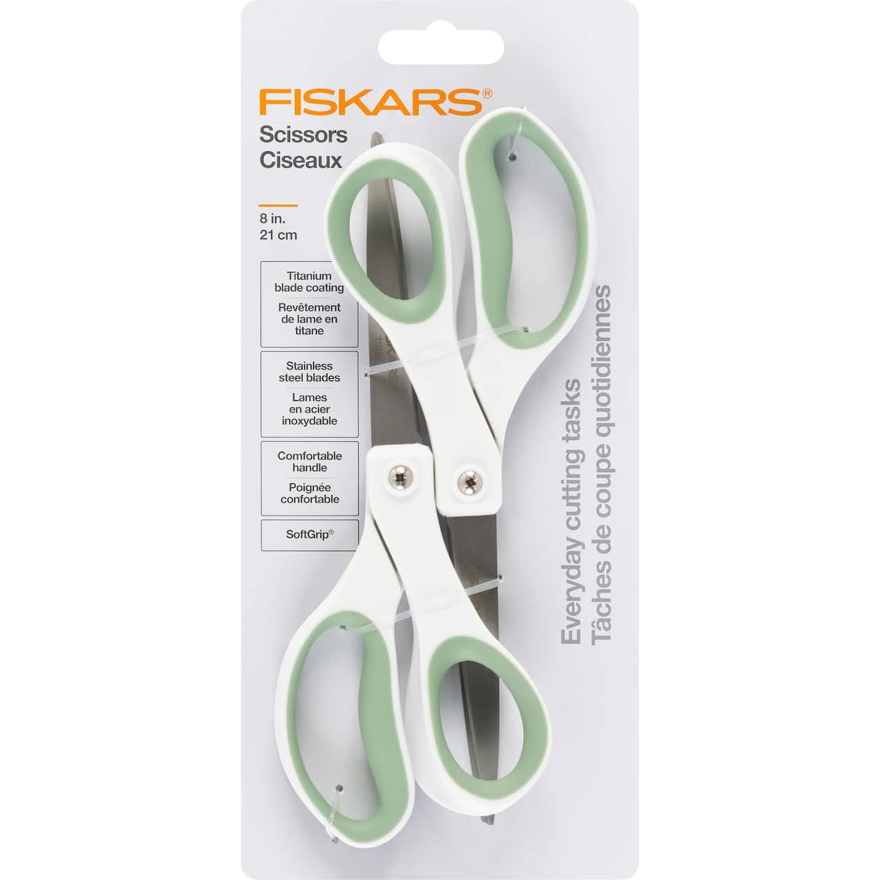 Fiskars® 8 Green & White Scissors, 2ct.